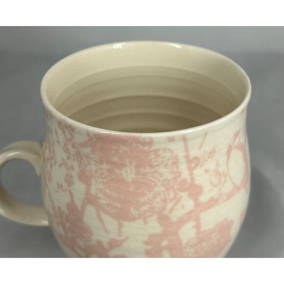 Anthropologie Letter a Initial Monogram Ceramic Mug With Pink Floral Print - Picture 4 of 5